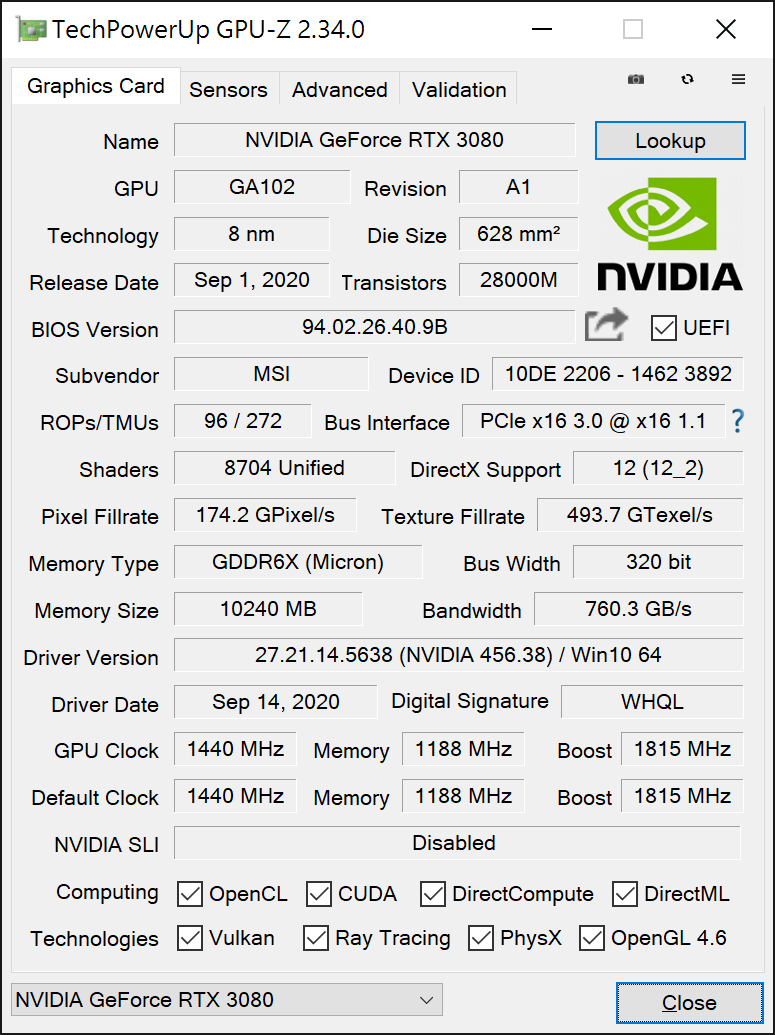 MSI RTX 3080 GAMING X TRIO 10G开箱