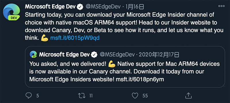 支援 M1 Mac 的 Microsoft Edge Beta 预览版推出