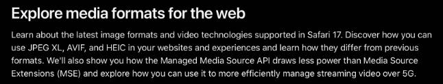播放流媒体内容更省电，苹果为 iOS 版 Safari 浏览器 17.1 添加 Managed Media Source API(1)