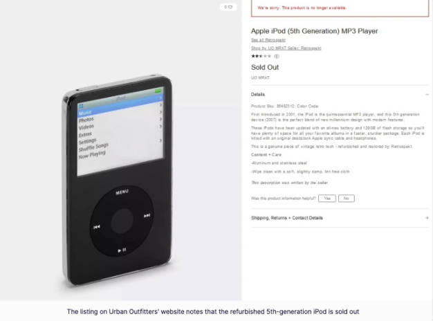 旧款苹果 iPod Video 播放器“受热捧”，定价 349 美元的翻新机被“迅速售罄”(2)